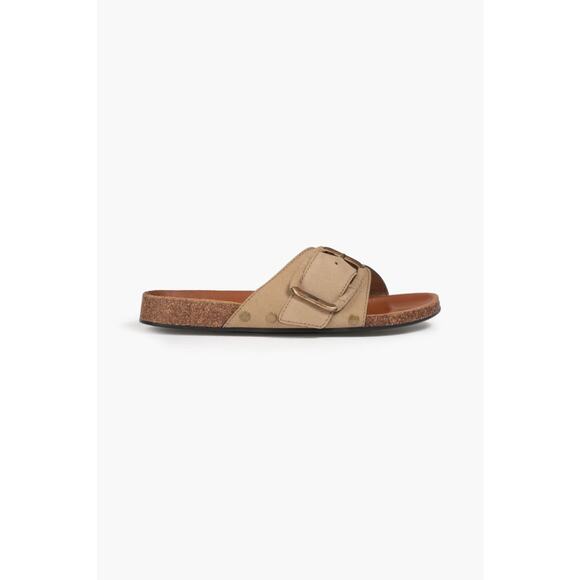 Bash Clora Studded Suede Slides Nude - 38 - Picture 1 of 5